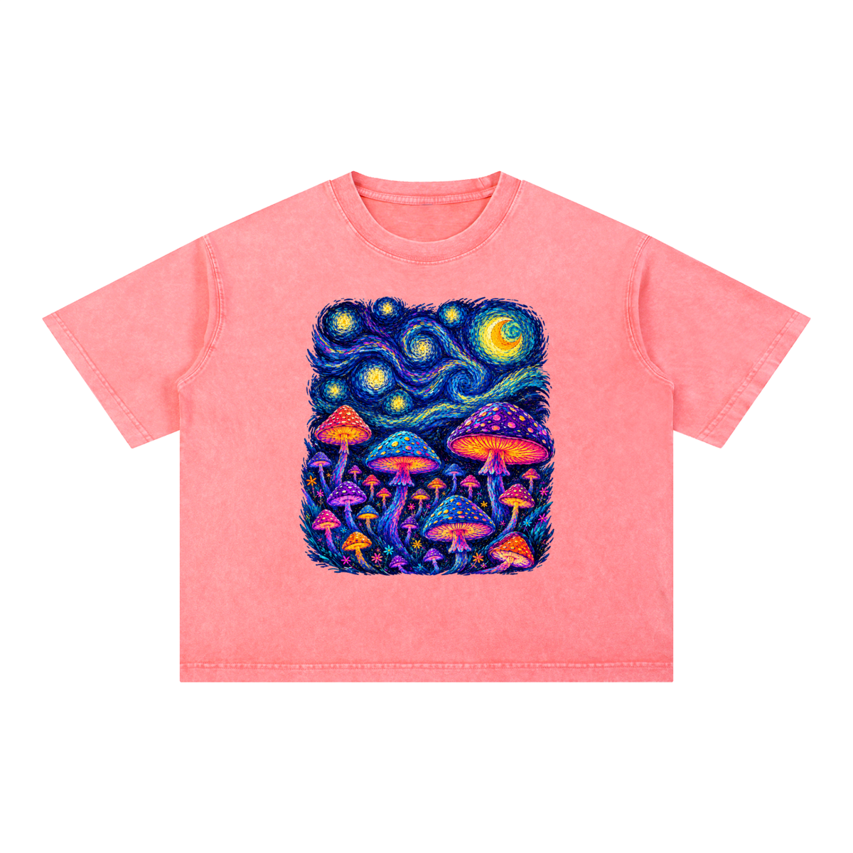 Mushroom Dreams – Mineral Wash Boxy Cotton T-Shirt