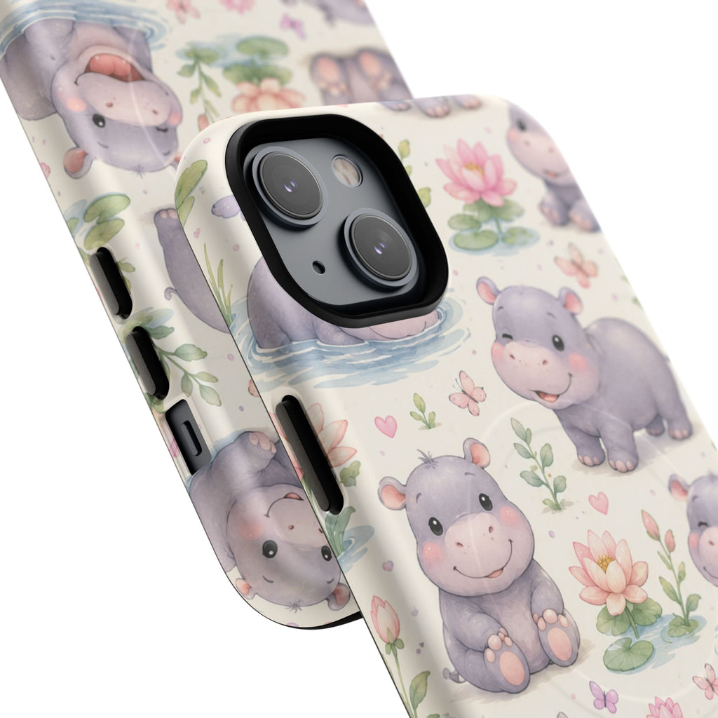 Hippo in Paradise- Tough Magnetic Phone Case