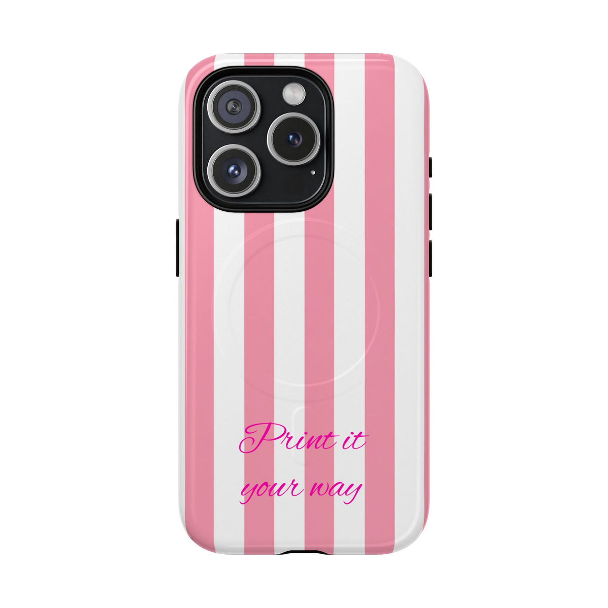 Personalized Pink Cabana Stripe – Tough Magnetic Phone Case