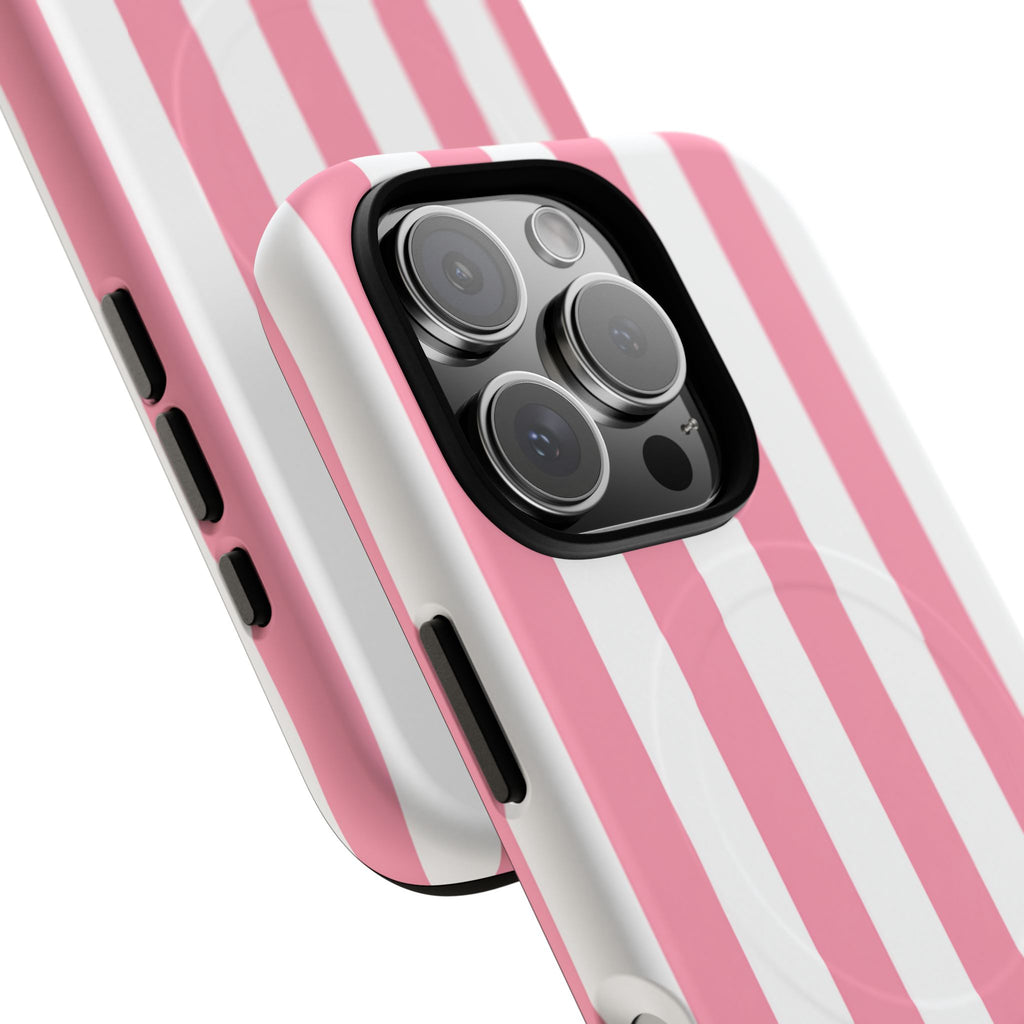 Personalized Pink Cabana Stripe – Tough Magnetic Phone Case