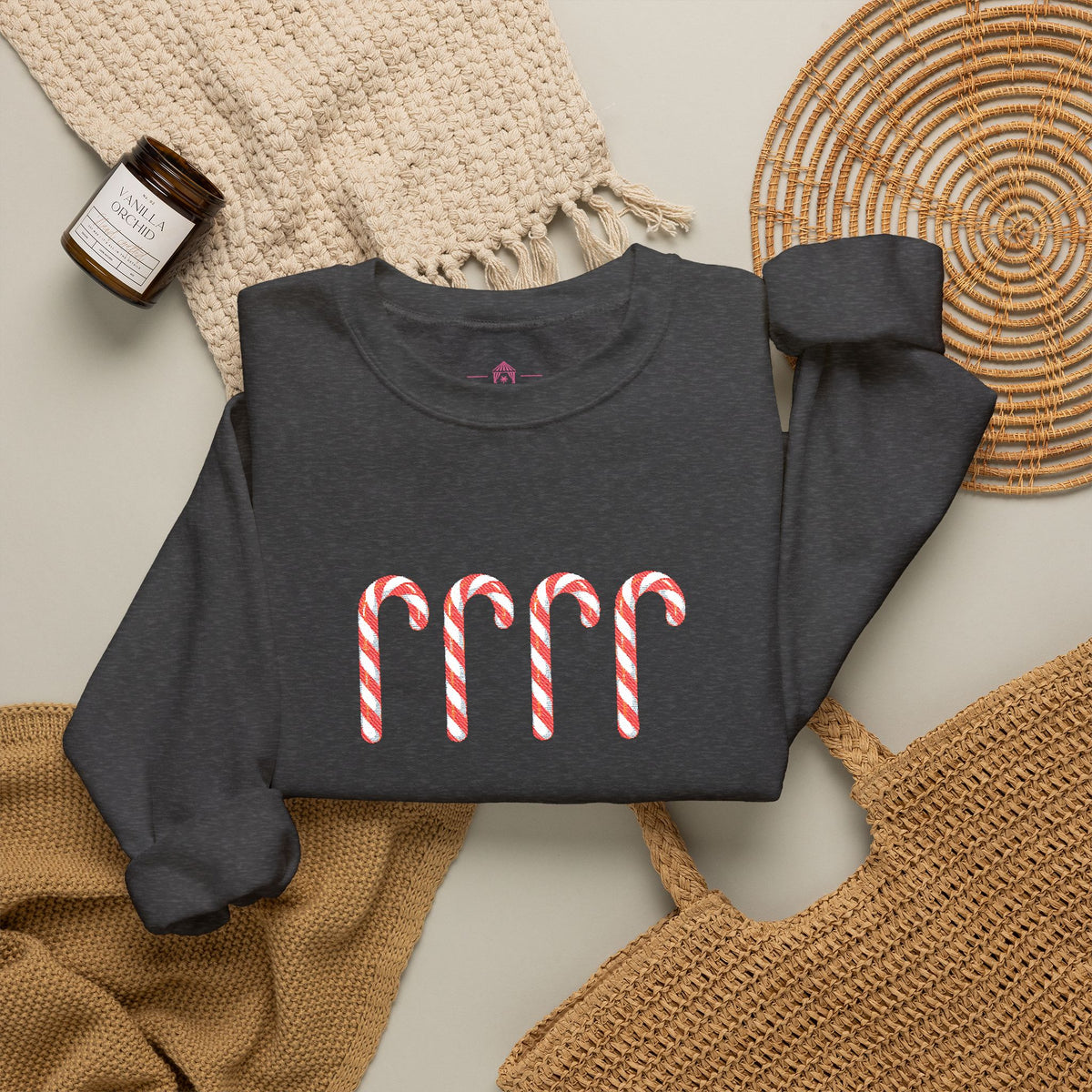 Candy Cane Embroidered Sweatshirt