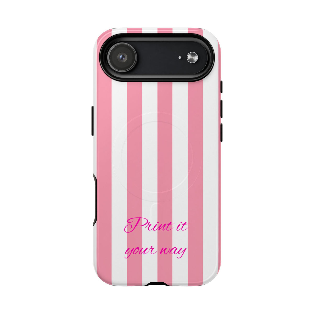 Personalized Pink Cabana Stripe – Tough Magnetic Phone Case