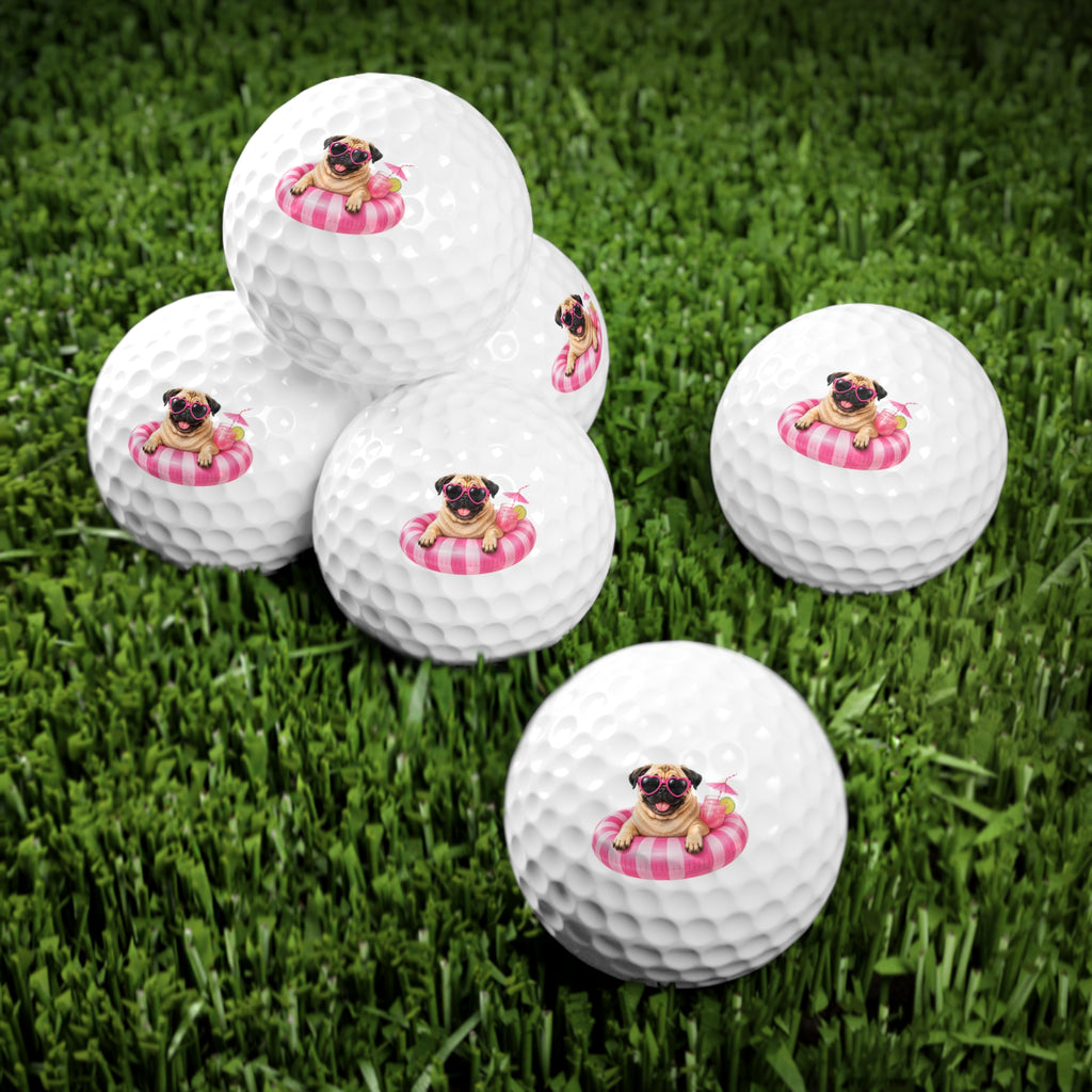 Poolside Pugs-Golf Balls, 6pcs