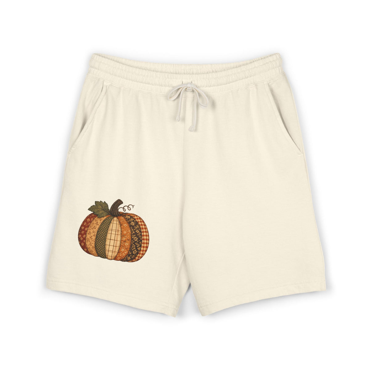 Patchwork Pumpkin — Cute Graphic Long Lounge Shorts 🎃🤎
