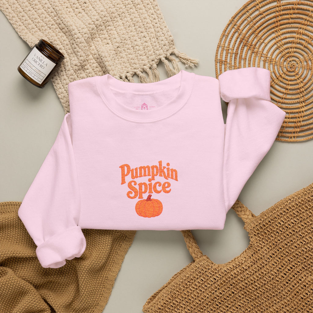 Pumpkin Spice Embroidered -Crewneck Sweatshirt