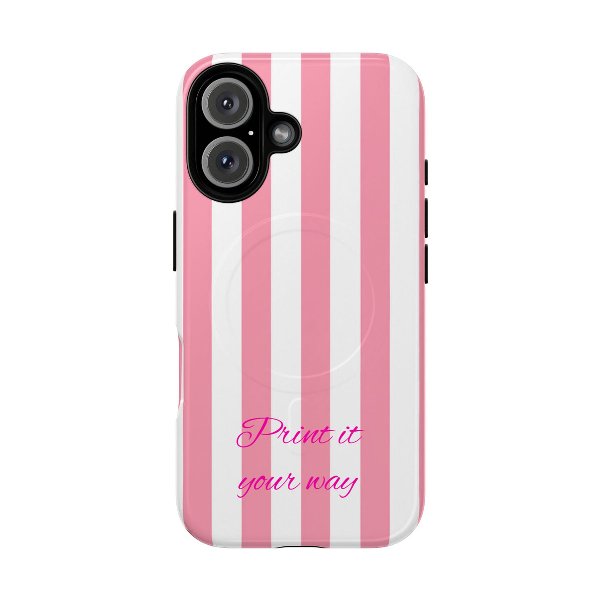 Personalized Pink Cabana Stripe – Tough Magnetic Phone Case