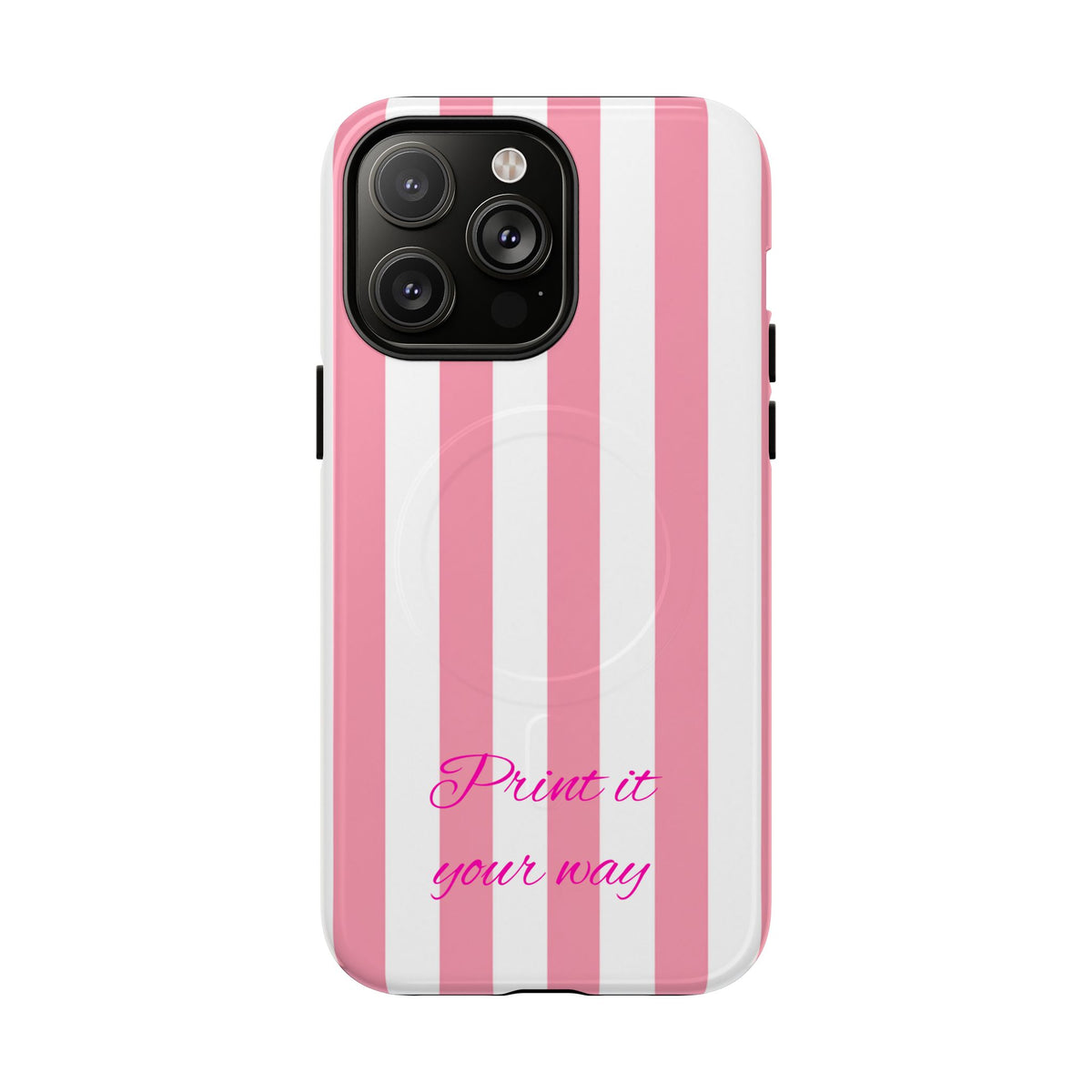 Personalized Pink Cabana Stripe – Tough Magnetic Phone Case