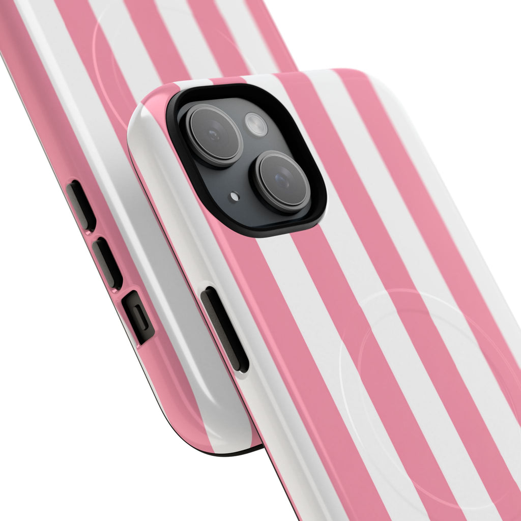 Personalized Pink Cabana Stripe – Tough Magnetic Phone Case