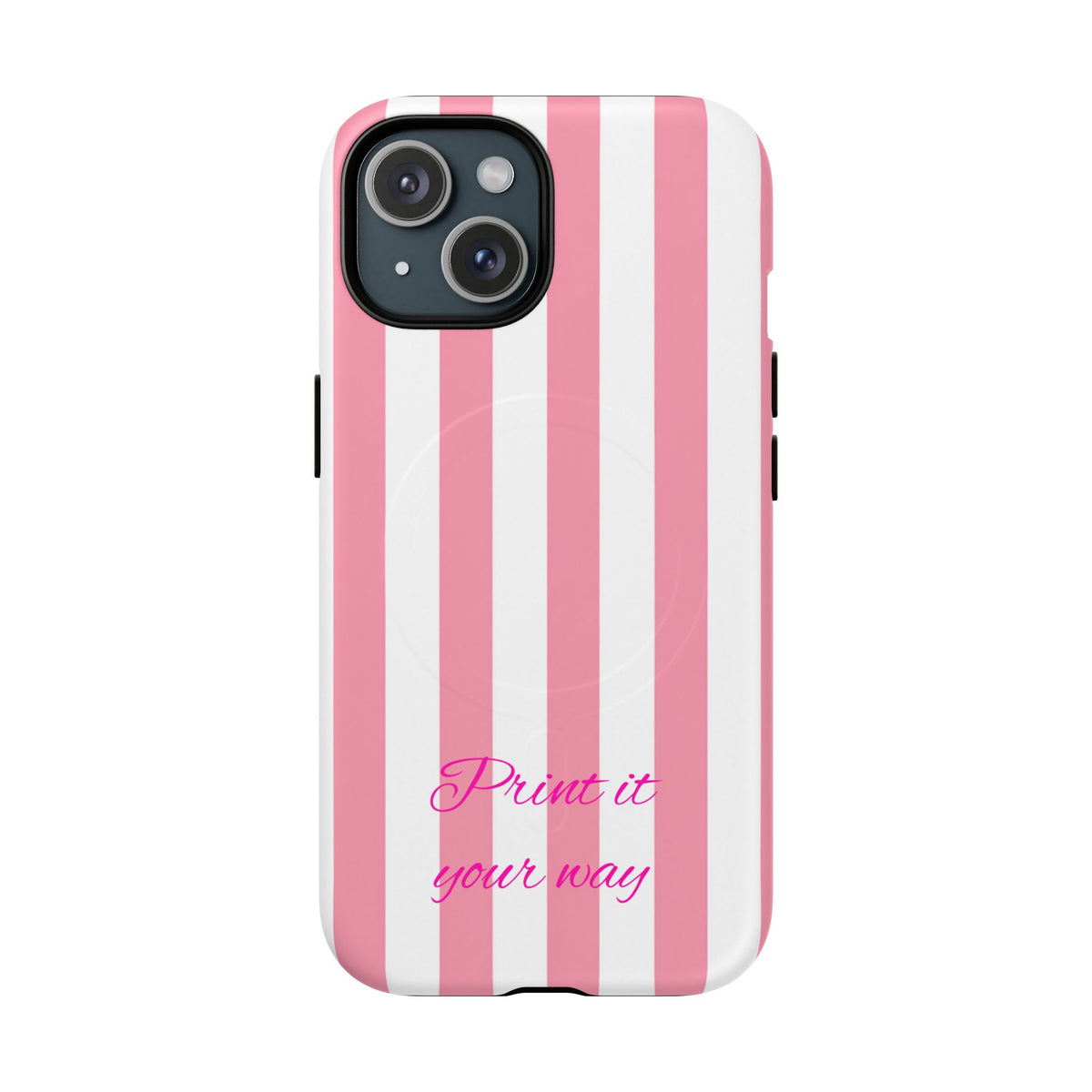 Personalized Pink Cabana Stripe – Tough Magnetic Phone Case