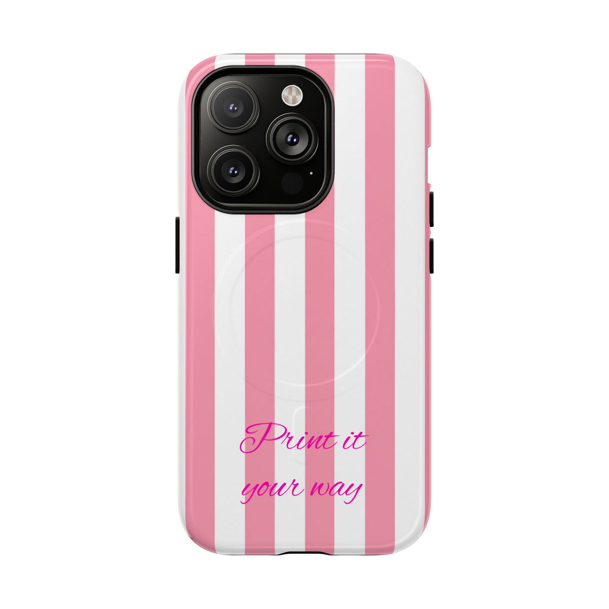Personalized Pink Cabana Stripe – Tough Magnetic Phone Case