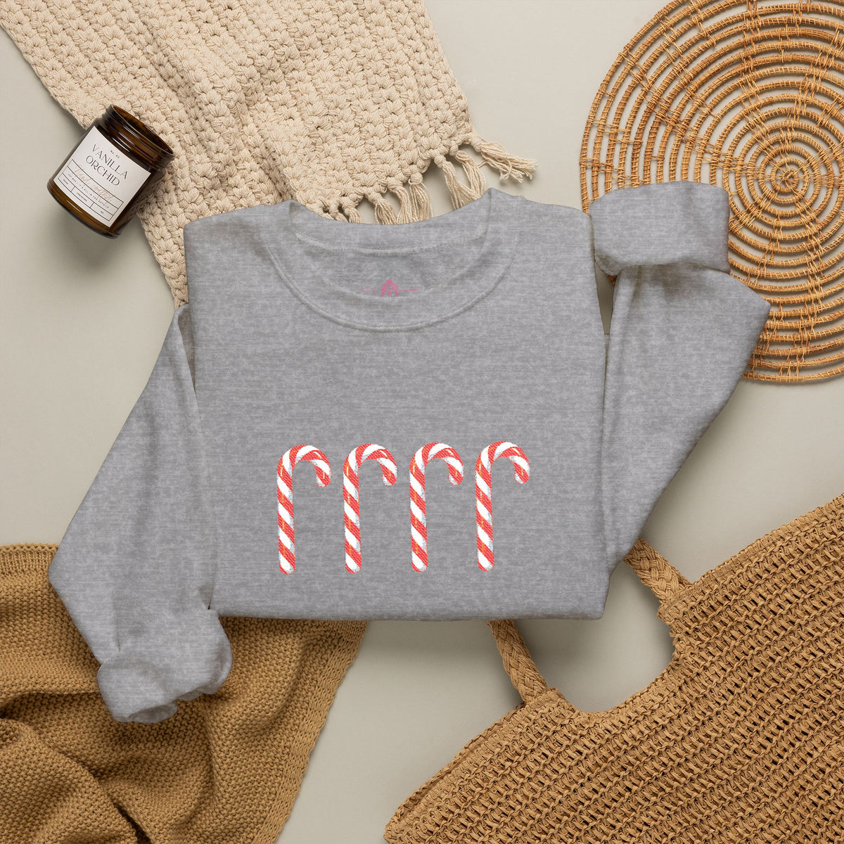 Candy Cane Embroidered Sweatshirt