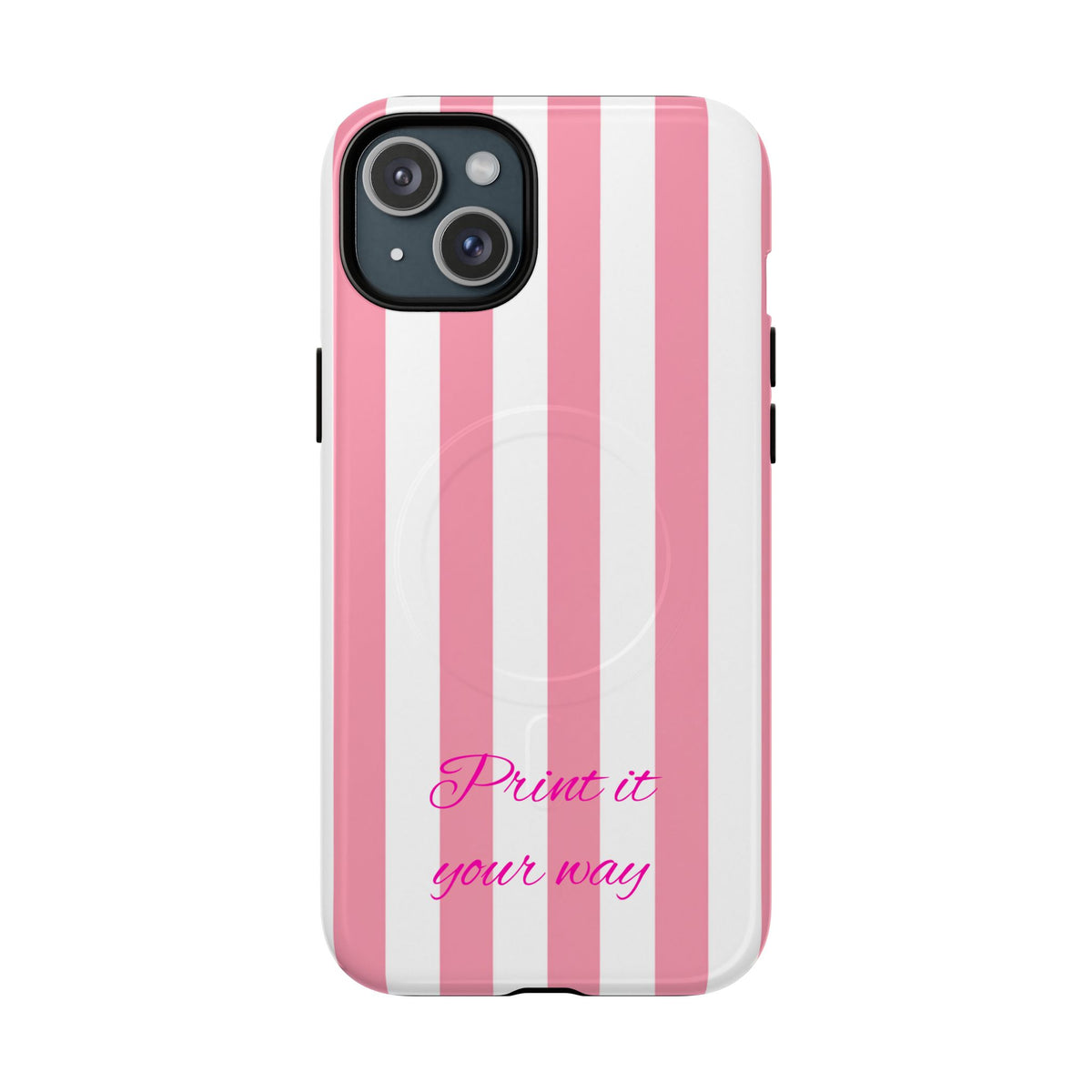 Personalized Pink Cabana Stripe – Tough Magnetic Phone Case