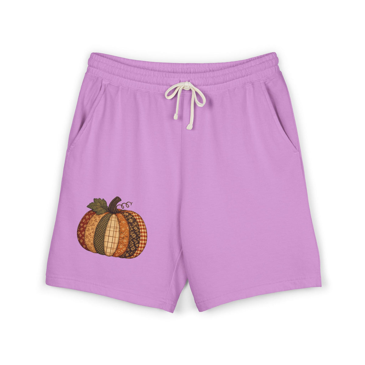 Patchwork Pumpkin — Cute Graphic Long Lounge Shorts 🎃🤎