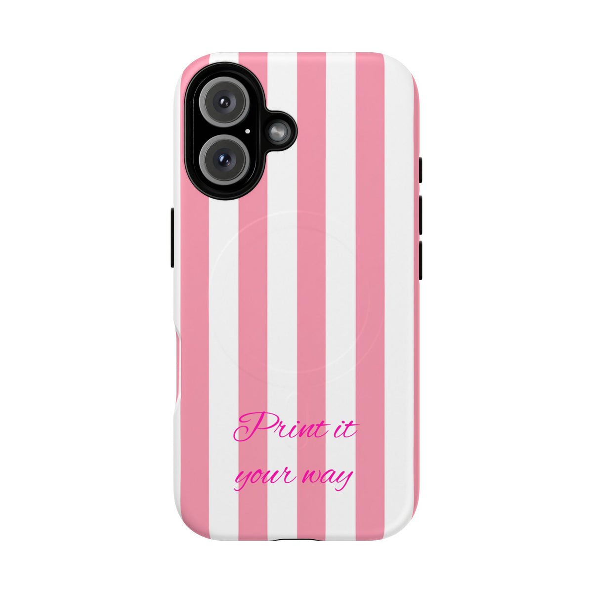 Personalized Pink Cabana Stripe – Tough Magnetic Phone Case