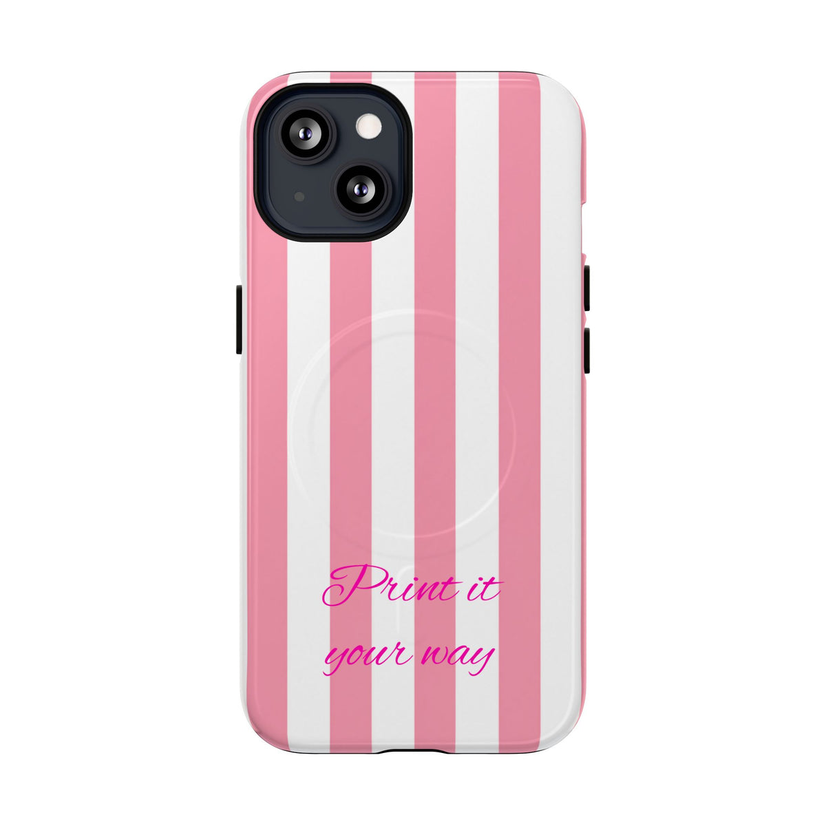 Personalized Pink Cabana Stripe – Tough Magnetic Phone Case