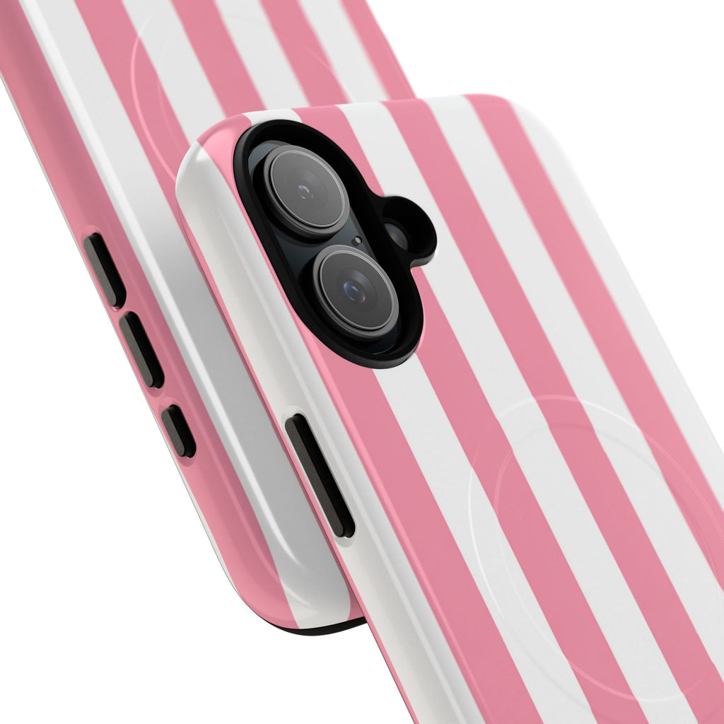 Personalized Pink Cabana Stripe – Tough Magnetic Phone Case