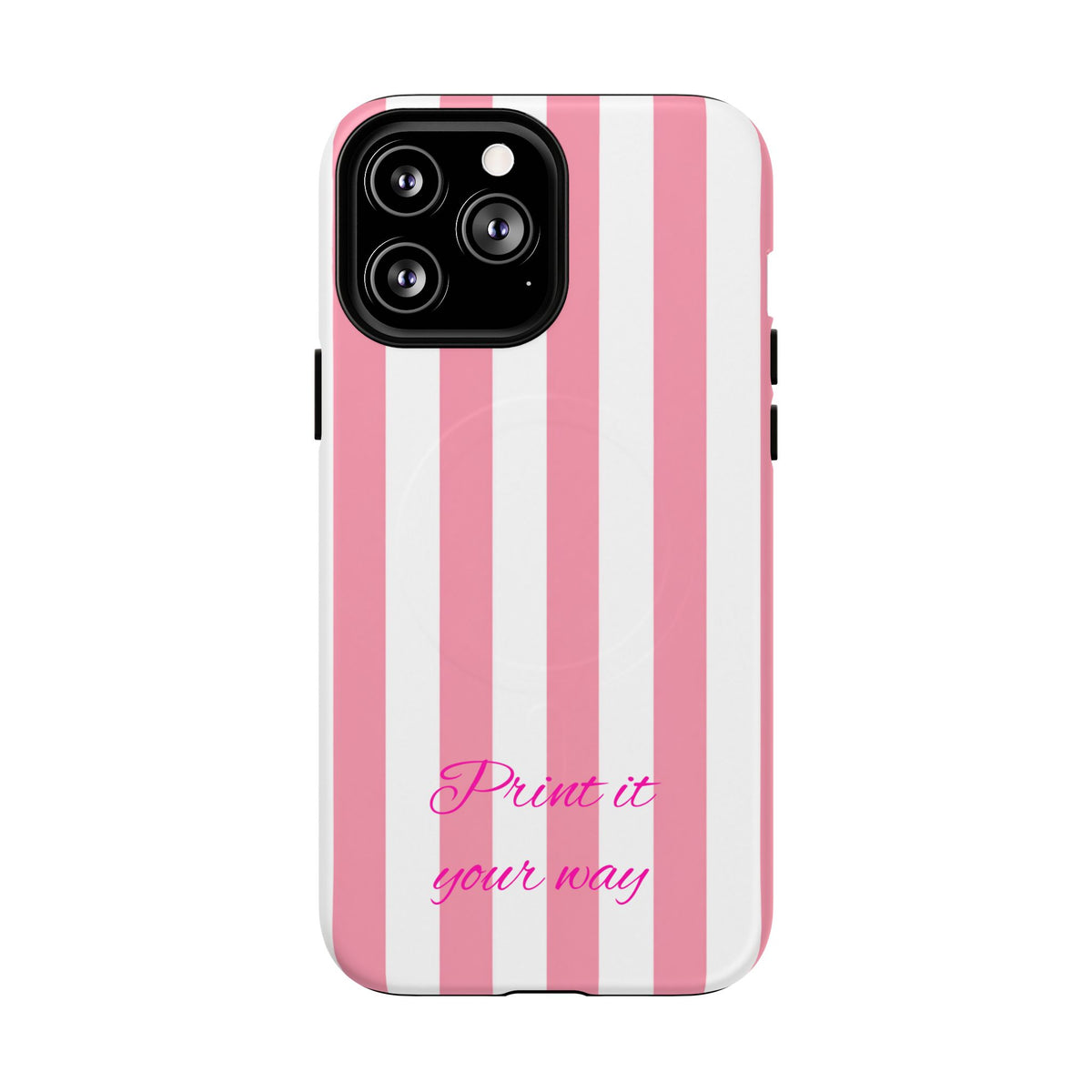 Personalized Pink Cabana Stripe – Tough Magnetic Phone Case