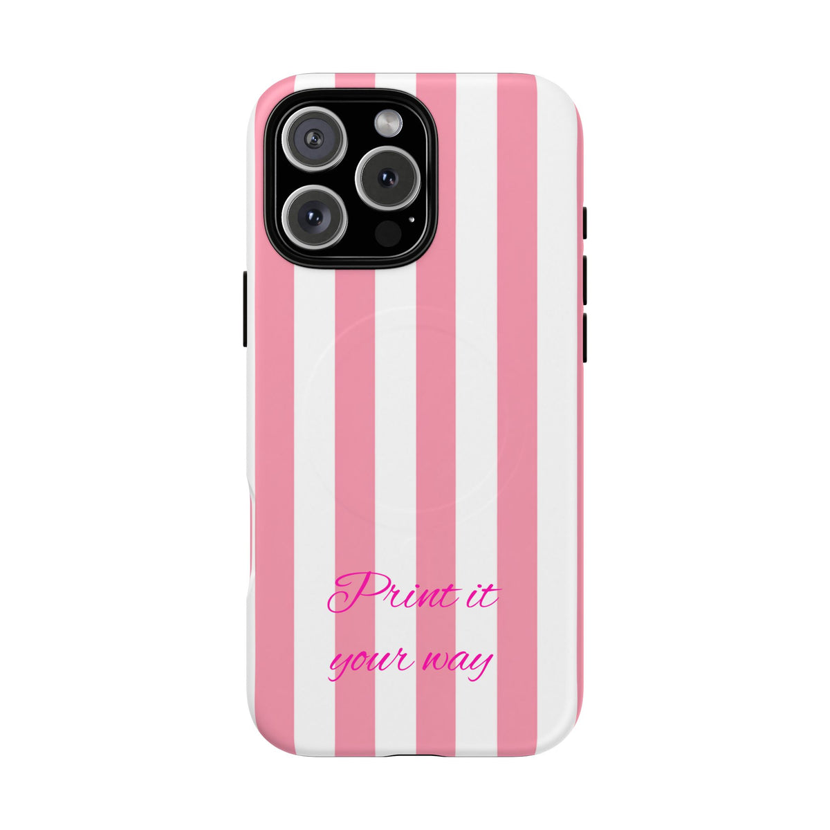 Personalized Pink Cabana Stripe – Tough Magnetic Phone Case