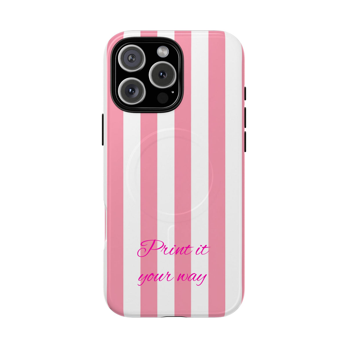 Personalized Pink Cabana Stripe – Tough Magnetic Phone Case