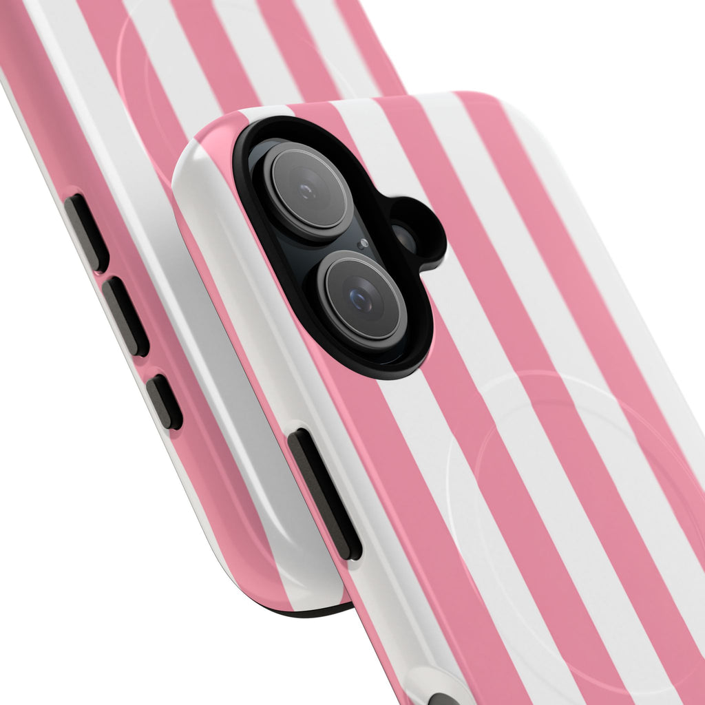 Personalized Pink Cabana Stripe – Tough Magnetic Phone Case