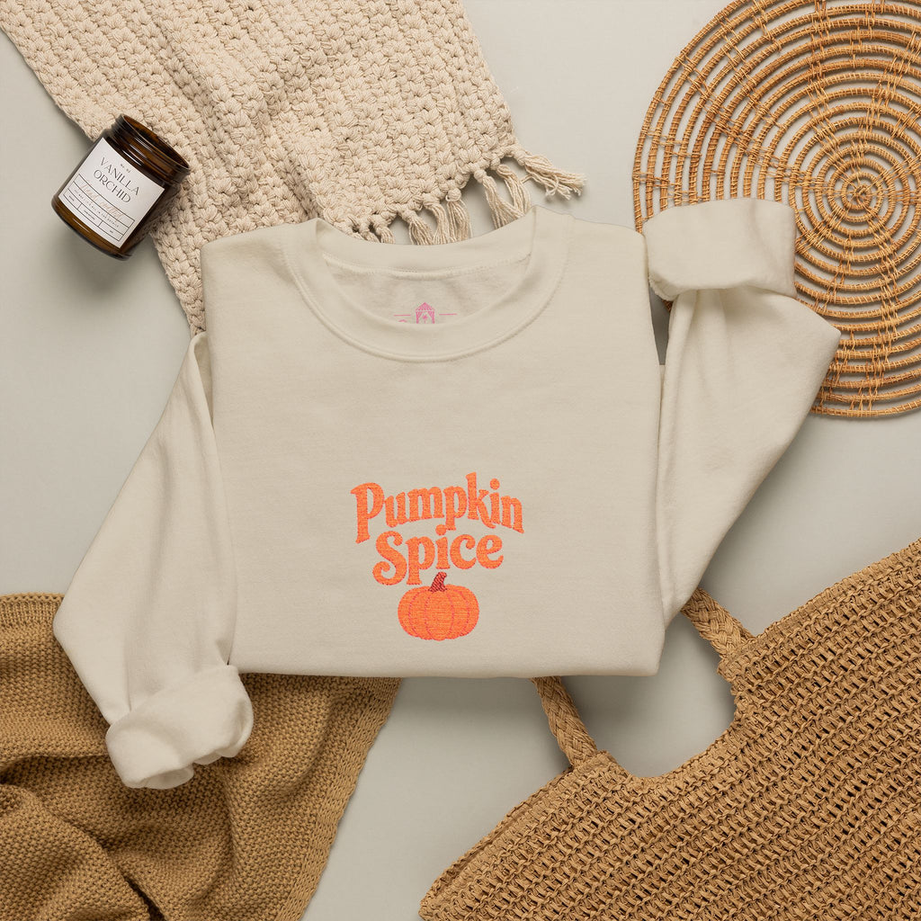 Pumpkin Spice Embroidered -Crewneck Sweatshirt