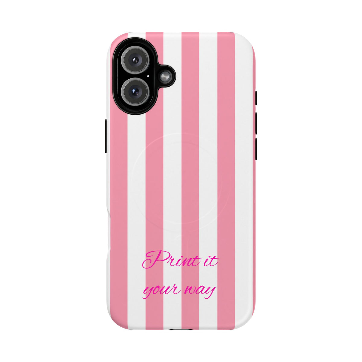Personalized Pink Cabana Stripe – Tough Magnetic Phone Case