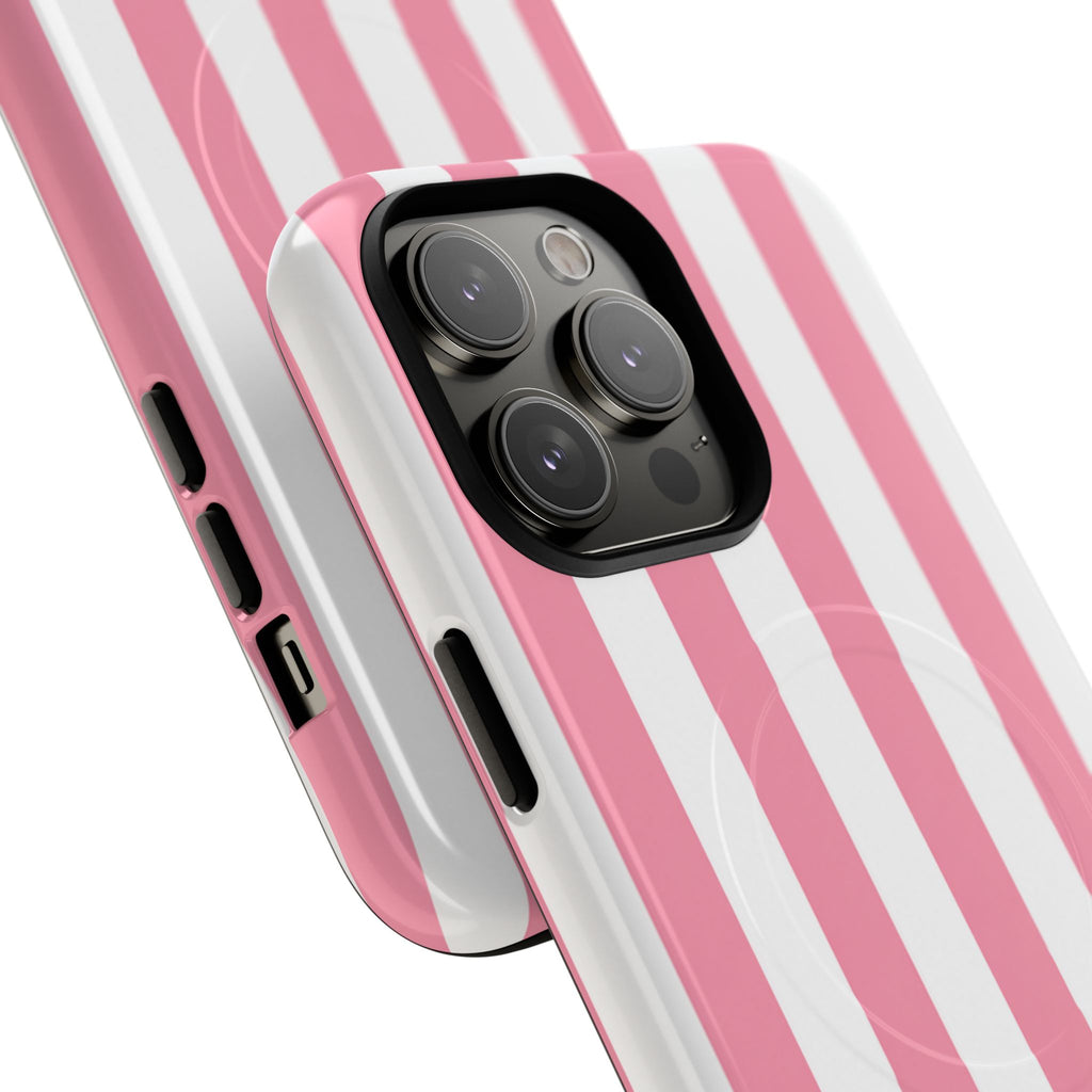 Personalized Pink Cabana Stripe – Tough Magnetic Phone Case