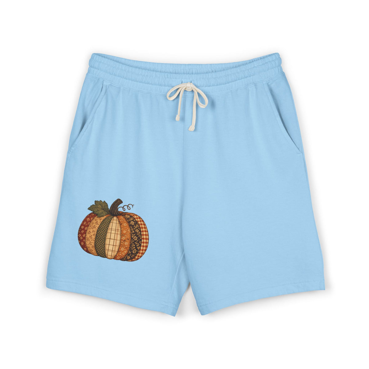 Patchwork Pumpkin — Cute Graphic Long Lounge Shorts 🎃🤎