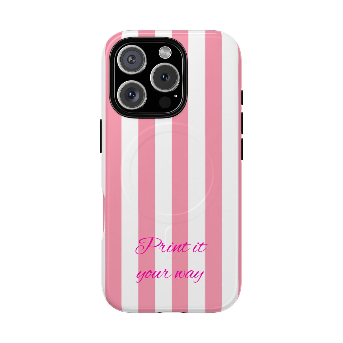 Personalized Pink Cabana Stripe – Tough Magnetic Phone Case