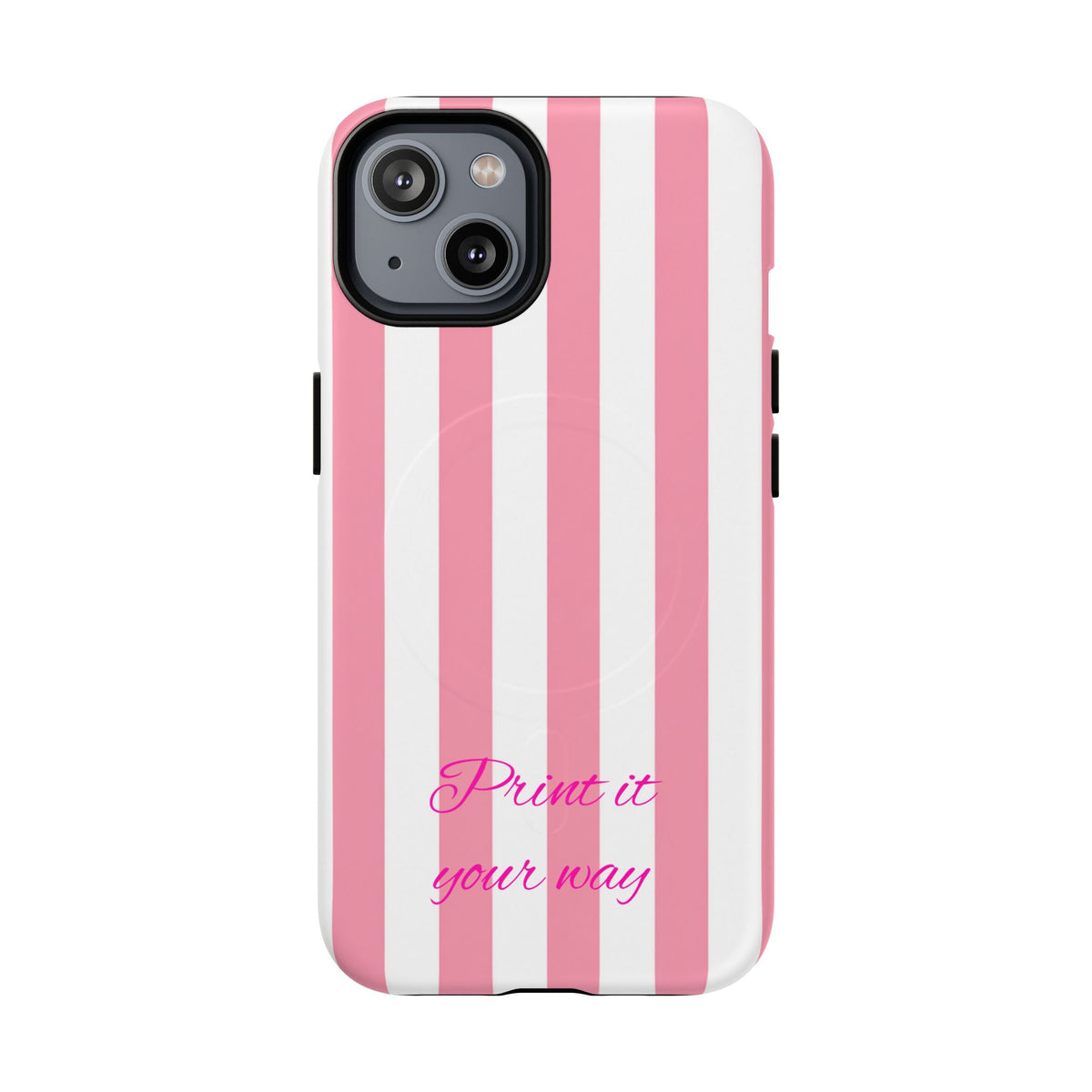 Personalized Pink Cabana Stripe – Tough Magnetic Phone Case