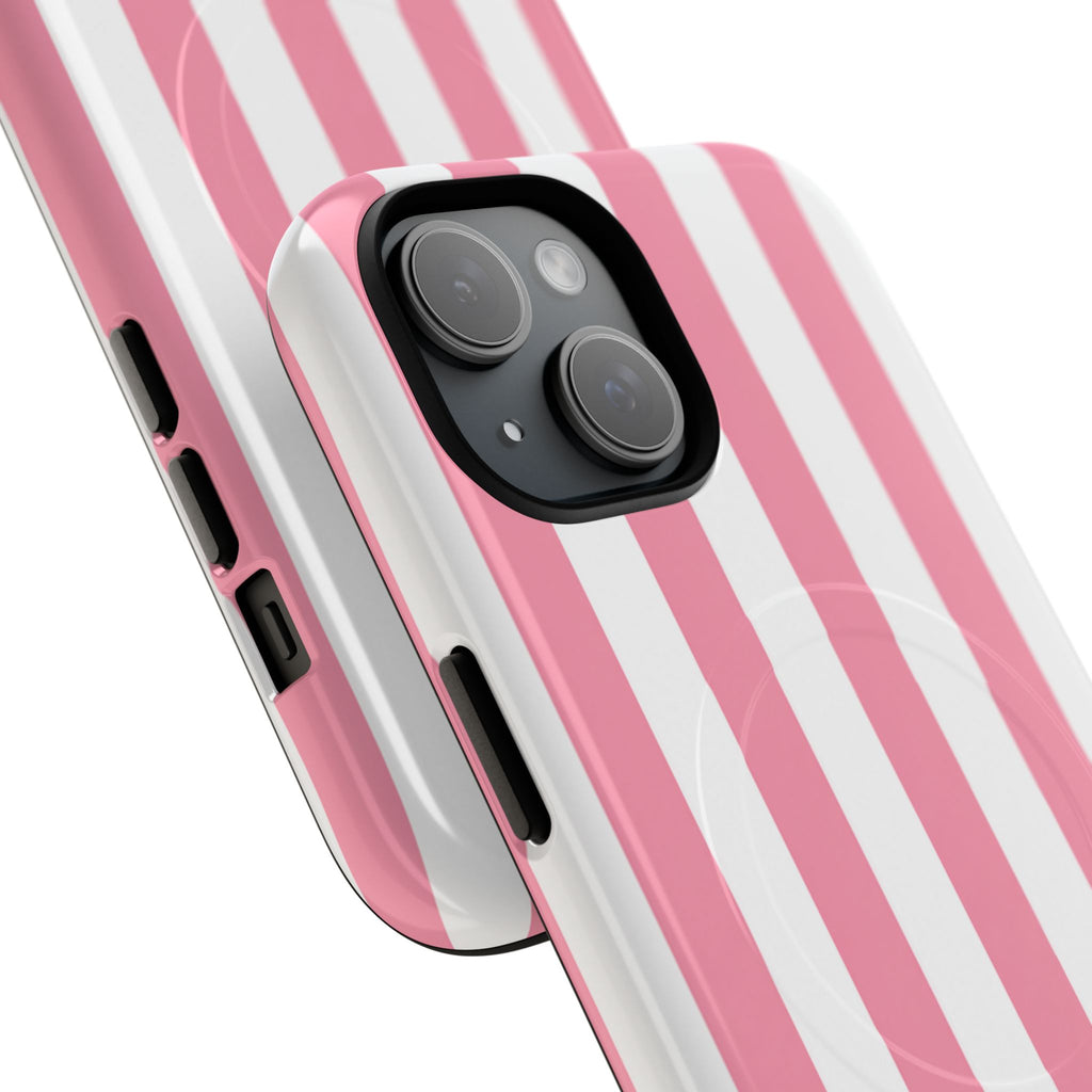 Personalized Pink Cabana Stripe – Tough Magnetic Phone Case