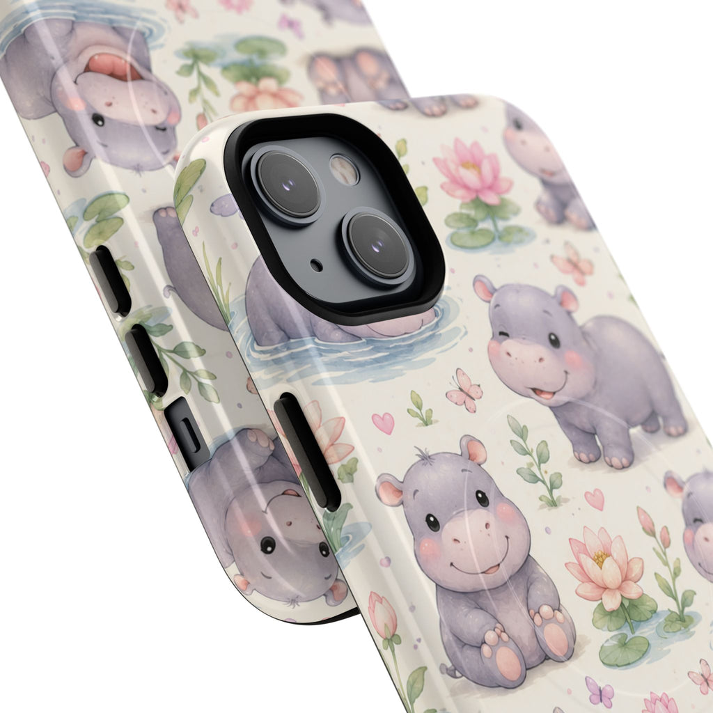 Hippo in Paradise- Tough Magnetic Phone Case