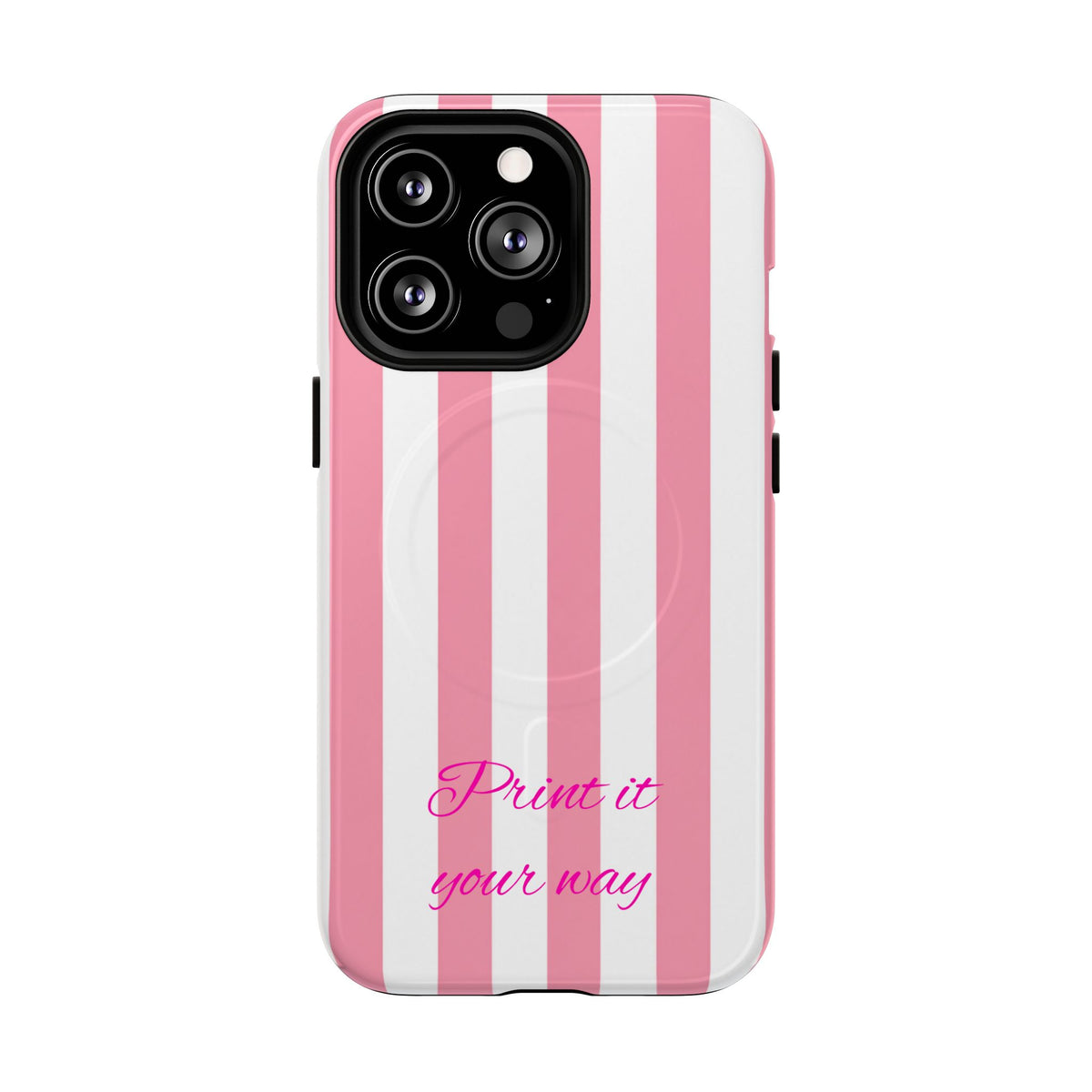 Personalized Pink Cabana Stripe – Tough Magnetic Phone Case