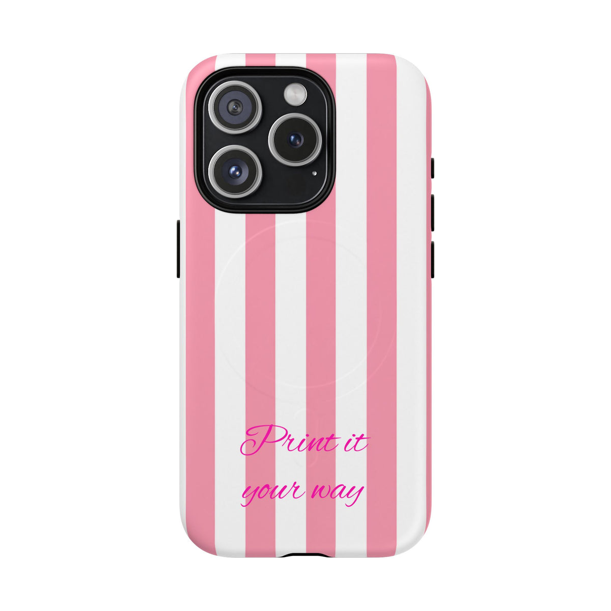 Personalized Pink Cabana Stripe – Tough Magnetic Phone Case