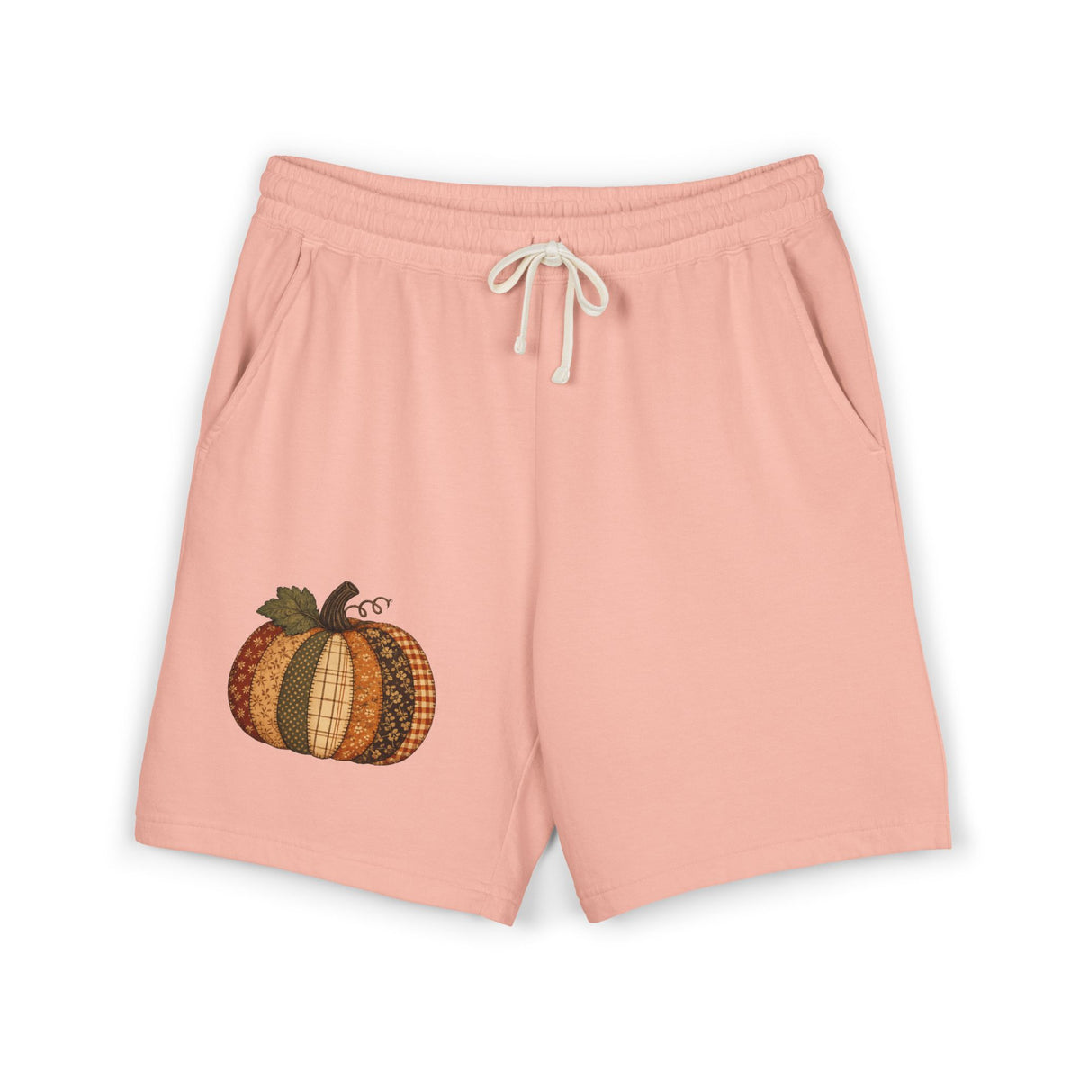 Patchwork Pumpkin — Cute Graphic Long Lounge Shorts 🎃🤎