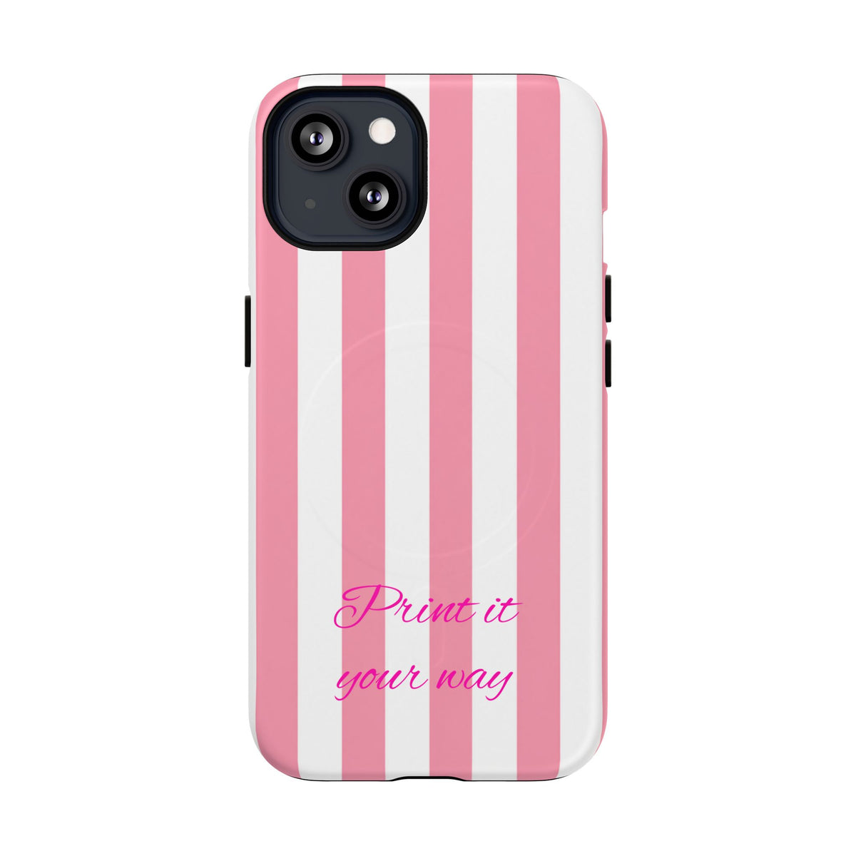 Personalized Pink Cabana Stripe – Tough Magnetic Phone Case
