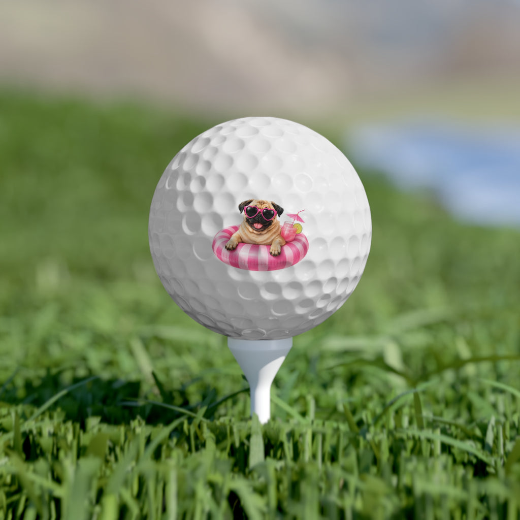 Poolside Pugs-Golf Balls, 6pcs