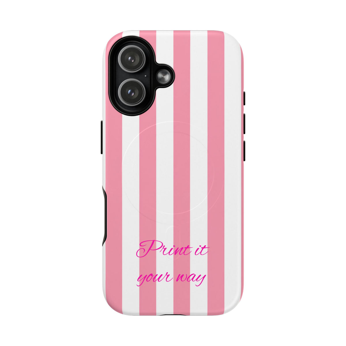 Personalized Pink Cabana Stripe – Tough Magnetic Phone Case