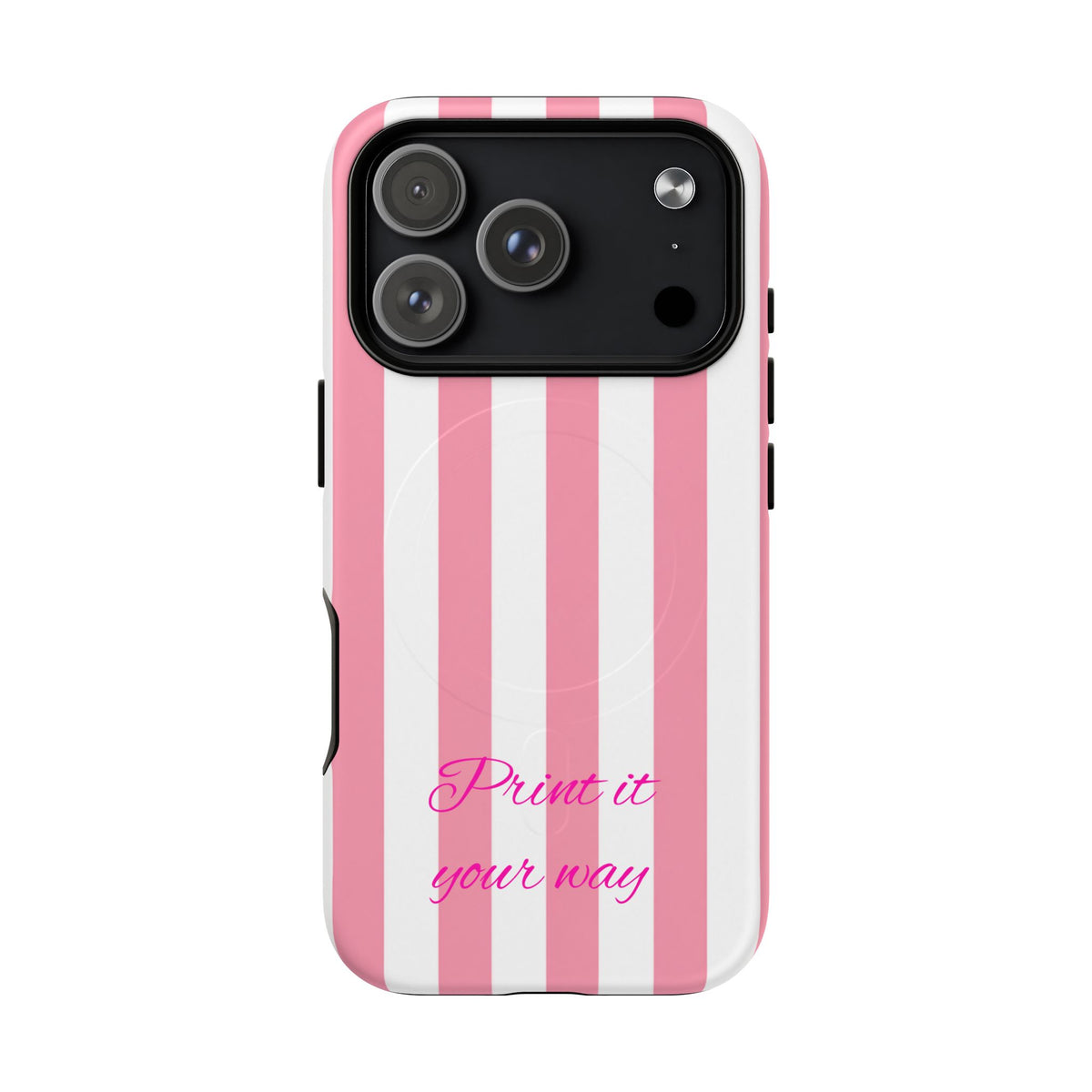 Personalized Pink Cabana Stripe – Tough Magnetic Phone Case