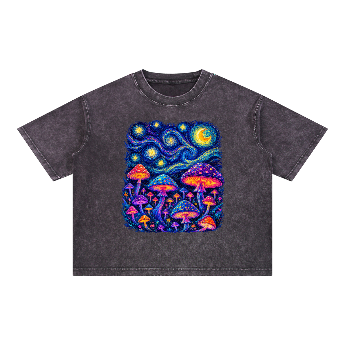 Mushroom Dreams – Mineral Wash Boxy Cotton T-Shirt