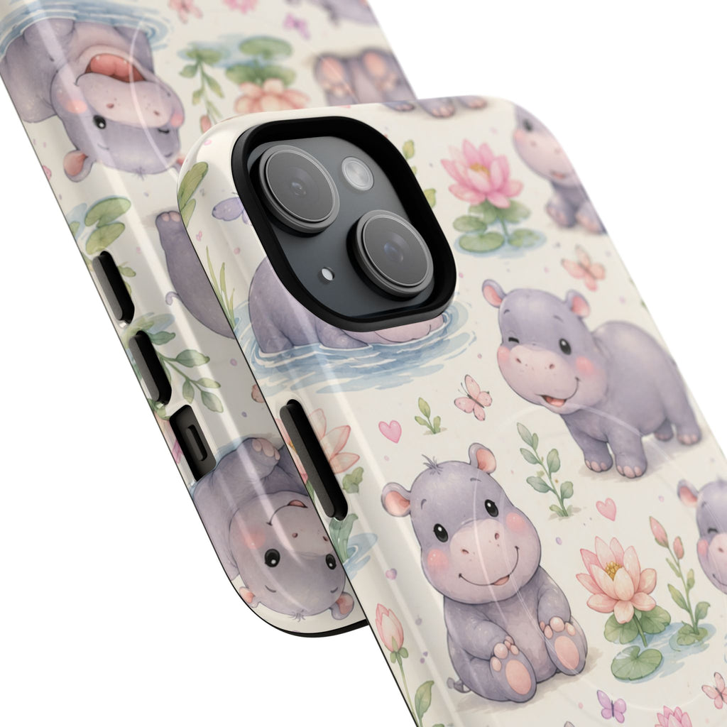 Hippo in Paradise- Tough Magnetic Phone Case