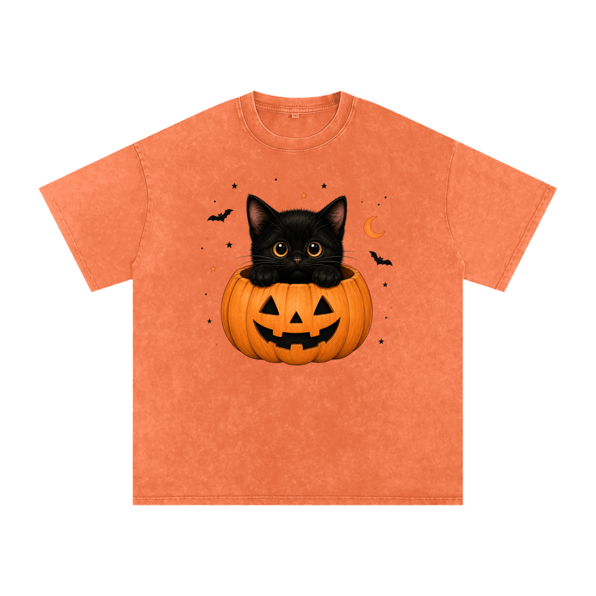 Purrfectly Spooky Snow Washed Oversized Cotton T-Shirt