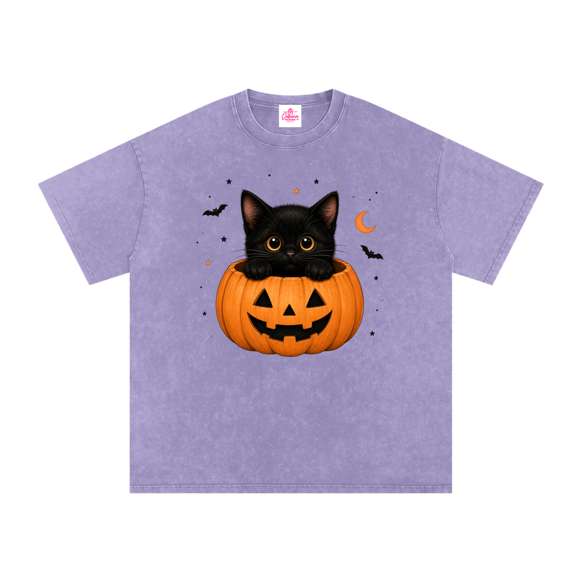 Purrfectly Spooky Snow Washed Oversized Cotton T-Shirt