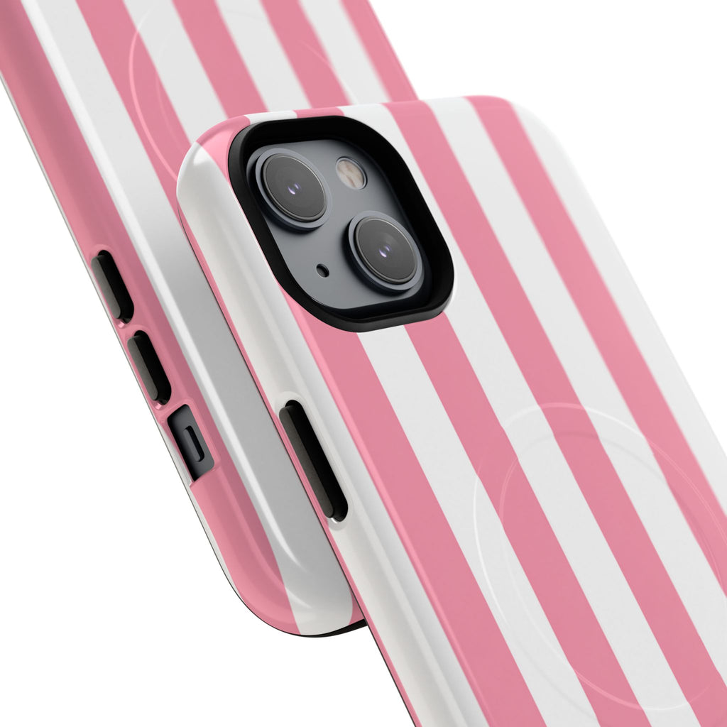 Personalized Pink Cabana Stripe – Tough Magnetic Phone Case