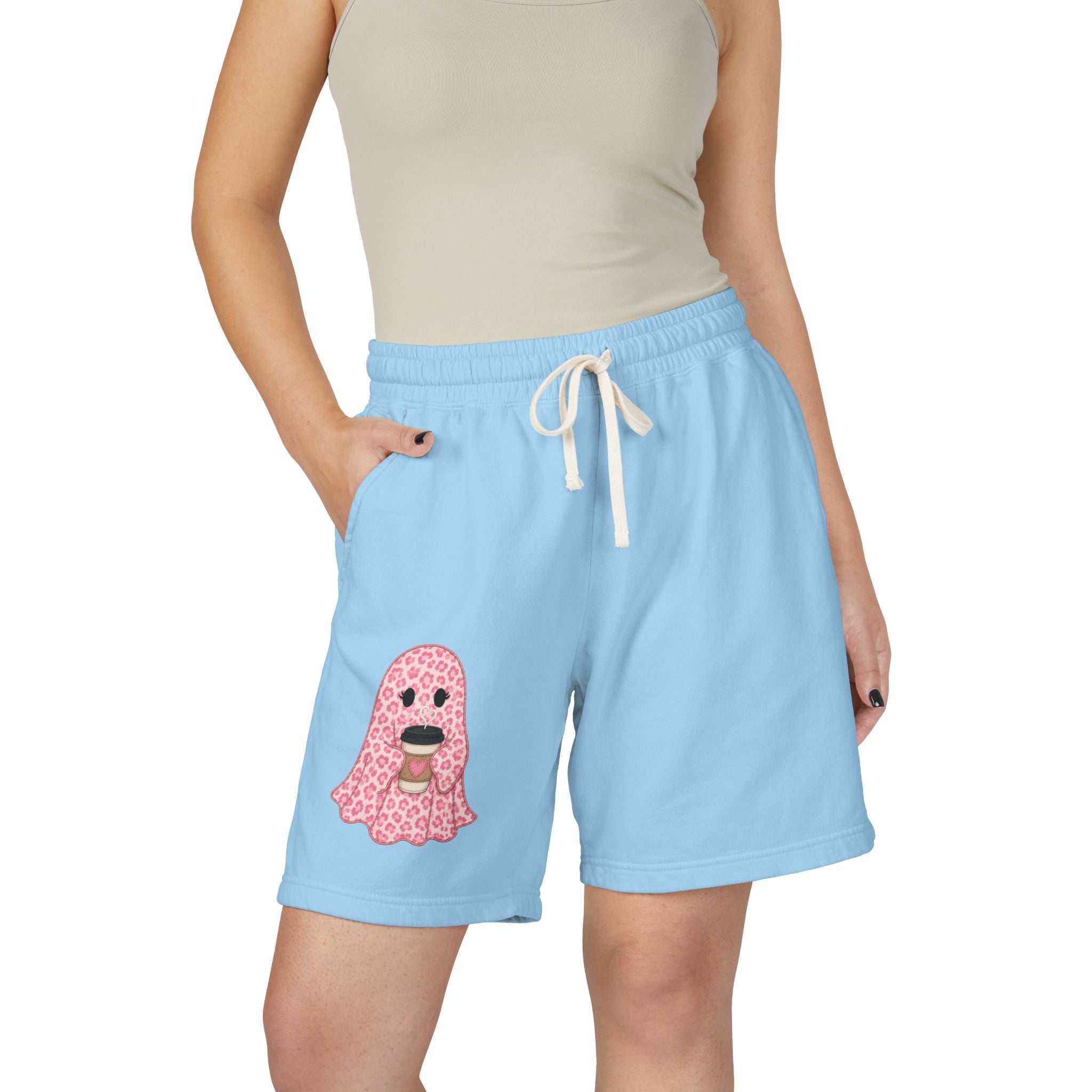 Cabana Boo Crew — Cute Graphic Long Lounge Shorts 👻🩷