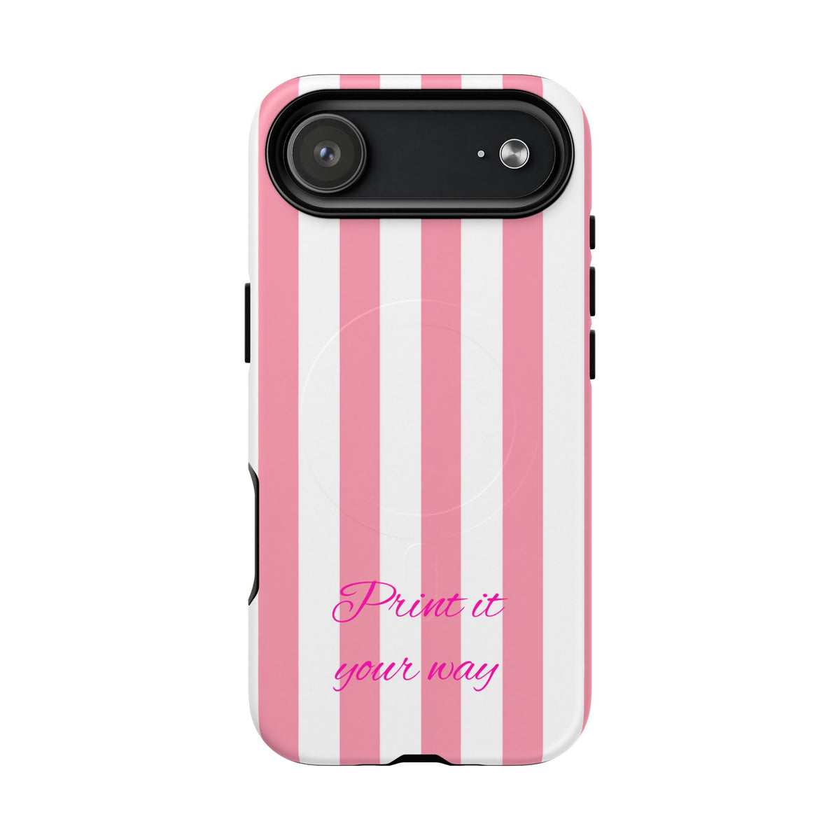 Personalized Pink Cabana Stripe – Tough Magnetic Phone Case