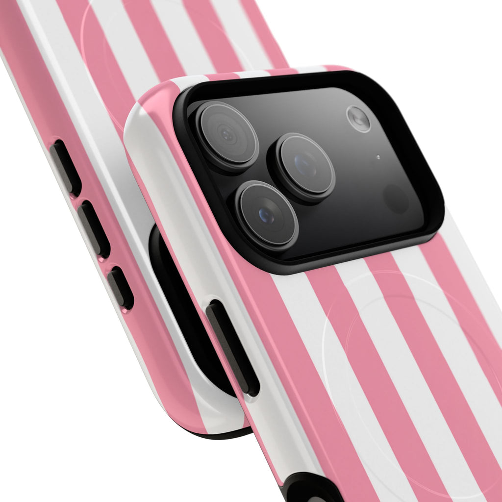Personalized Pink Cabana Stripe – Tough Magnetic Phone Case