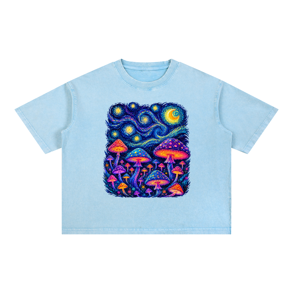 Mushroom Dreams – Mineral Wash Boxy Cotton T-Shirt