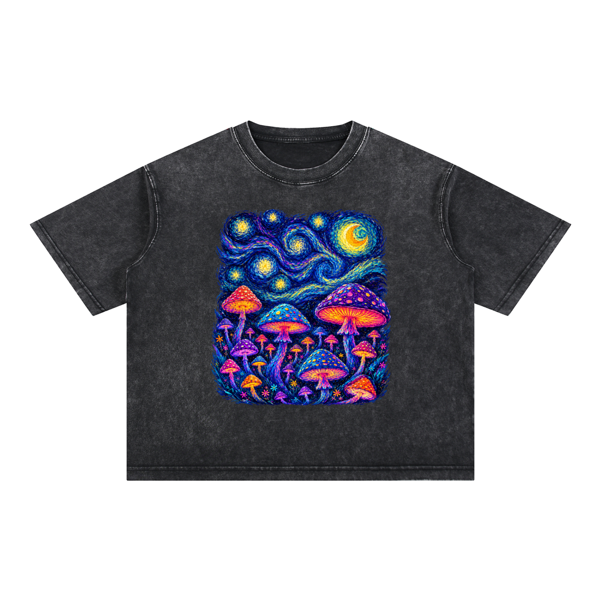 Mushroom Dreams – Mineral Wash Boxy Cotton T-Shirt