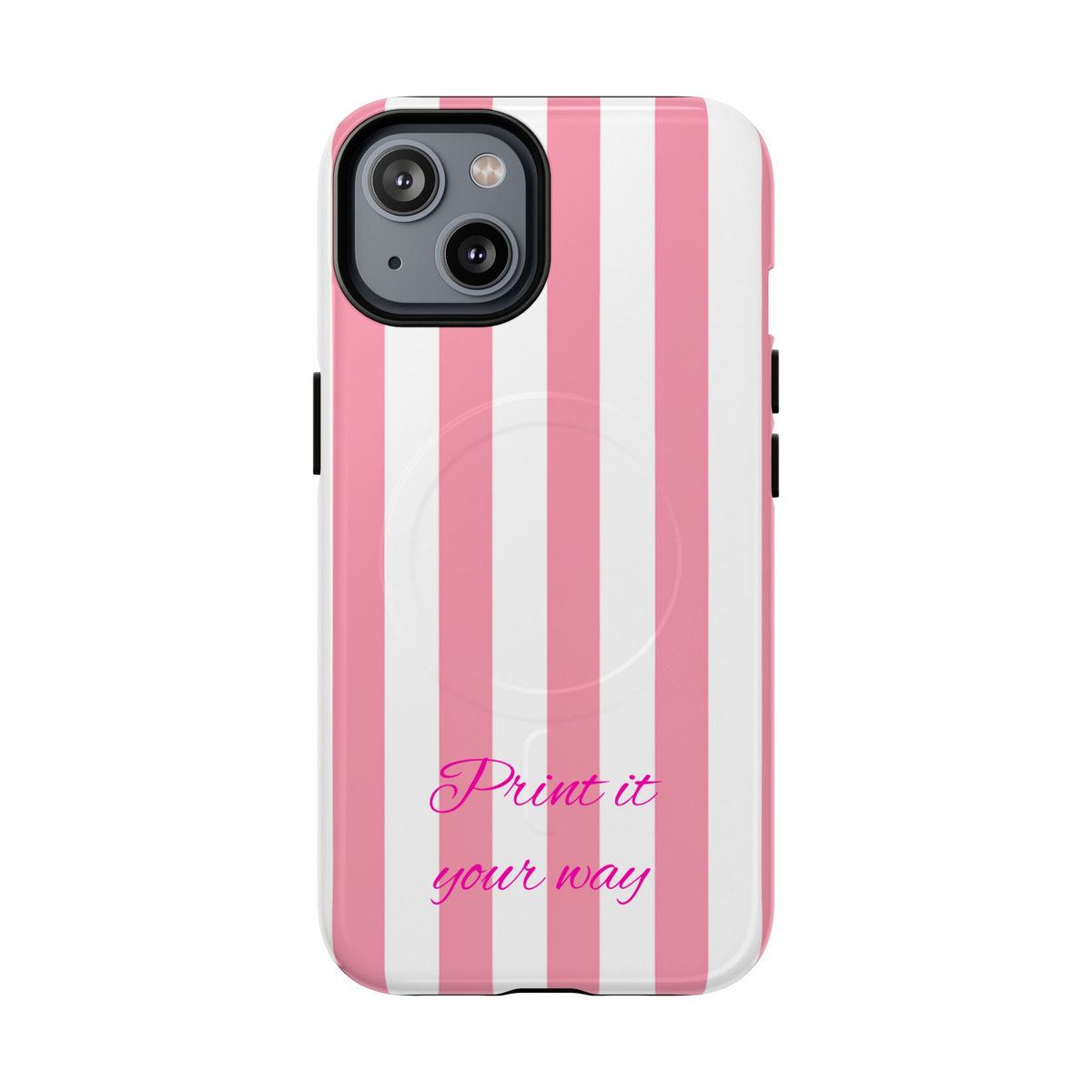 Personalized Pink Cabana Stripe – Tough Magnetic Phone Case